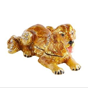 Pier 1 Cloisonné Golden Retriever Trinket Box